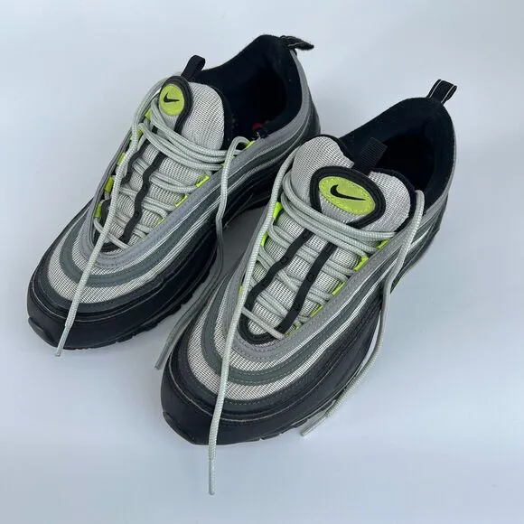 Nike Air Max 97 SE Black Neon Green Silver Neon Volt Retro Sz 9 Men's DX4235-001