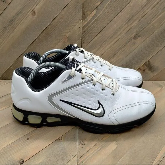 Nike Air Max Rejuvenate White Leather Golf Shoes Mens Size‎ 10 Vintage Spikes