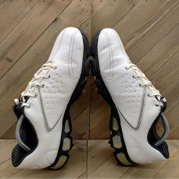 Nike Air Max Rejuvenate White Leather Golf Shoes Mens Size‎ 10 Vintage Spikes