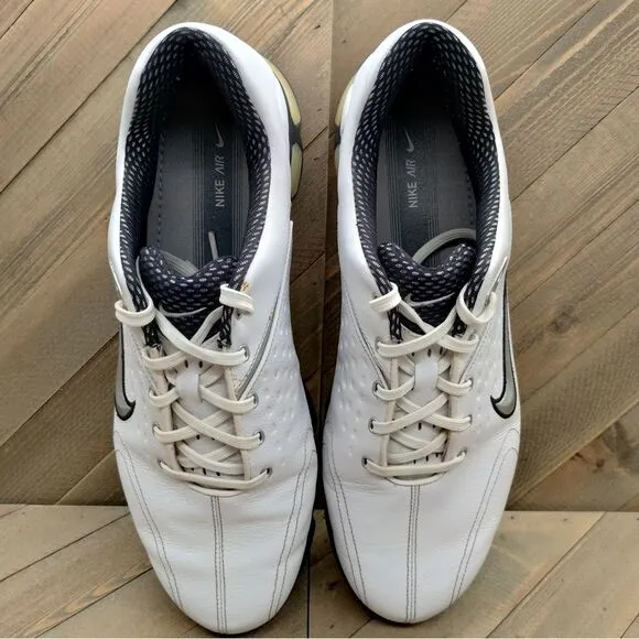 Nike Air Max Rejuvenate White Leather Golf Shoes Mens Size‎ 10 Vintage Spikes