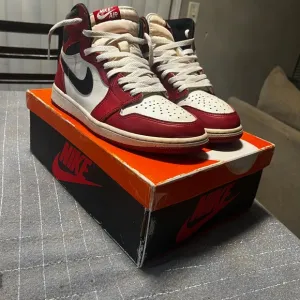 Nike Air Men's Red and White High-Top Sneakers