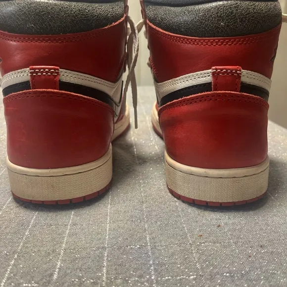 Nike Air Men's Red and White High-Top Sneakers