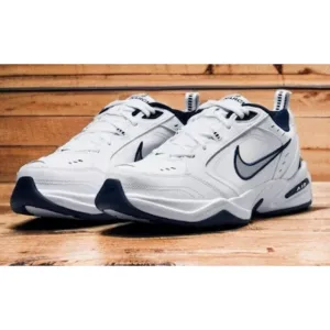 Nike Air Monarch White Navy Walking Dad Shoes Mens 9.5 4E WIDE New Fast Ship