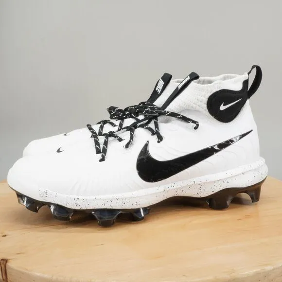 Nike Alpha Huarache NXT MCS Mens Size 13 Baseball Cleats High Top White Black