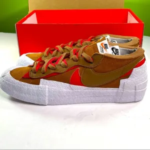 Nike Blazer Low Sacai Mens Size 11.5 British Tan &amp; University Red Sneakers