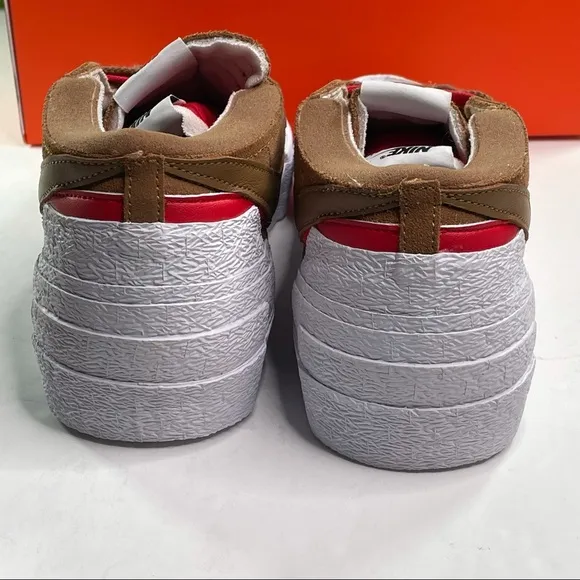 Nike Blazer Low Sacai Mens Size 11.5 British Tan &amp; University Red Sneakers