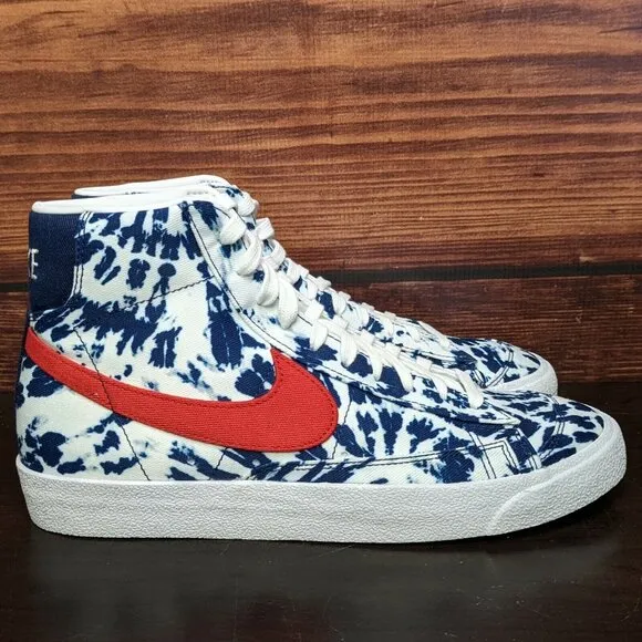 Nike Blazer Mid '77 Vintage Men's 9 Tie Dye USA Red White Blue Shoes CZ7874-600