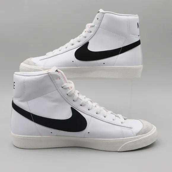 Nike Blazer Mid '77 Vintage Mens Size 12 US White Black Leather Shoes Sneakers