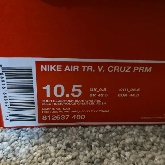 Nike Blue VICTOR CRUZ High-Top Sneakers with Modern Velcro Closure 10.5