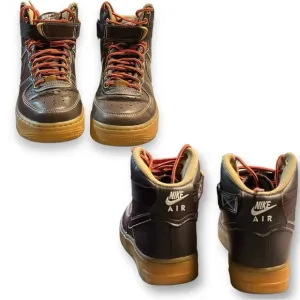Nike Boys Brown Leather Air Force 1 high top tennis. size 4Y.