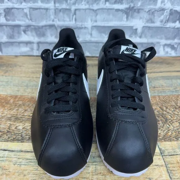 Nike Classic Cortez Leather Black White Running Shoes 807471-010 Womens Size 8