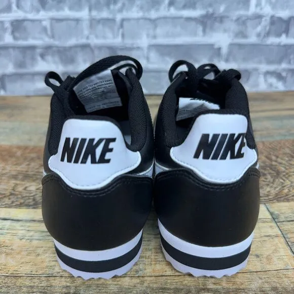 Nike Classic Cortez Leather Black White Running Shoes 807471-010 Womens Size 8