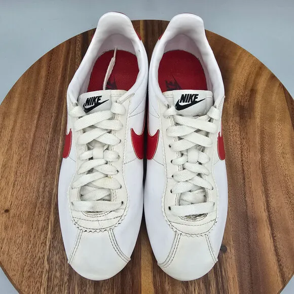 Nike Classic Cortez Shoes Women's 8 White Red Forrest Gump Athletic Sneakers