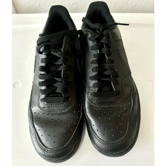 Nike Court Vision Low Top All Black Sneakers Trainers Lace-Up