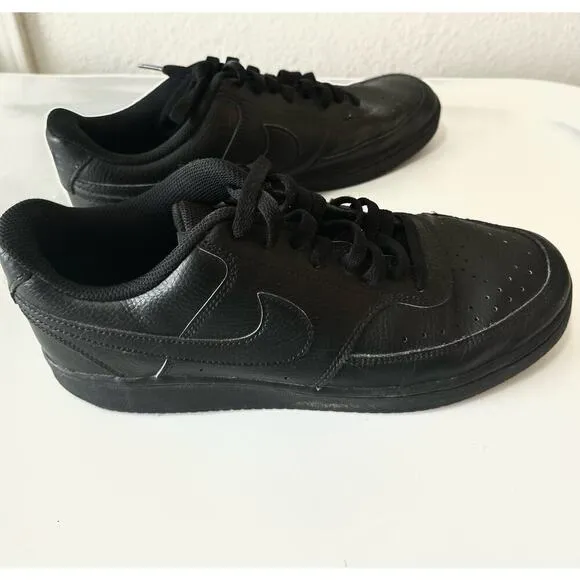 Nike Court Vision Low Top All Black Sneakers Trainers Lace-Up