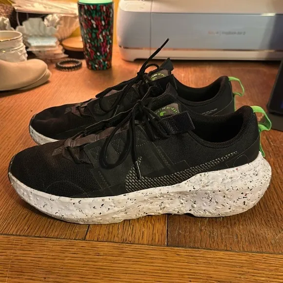 Nike Crater Impact Shoes Black Iron Gray White Green DB2477-001 Men's Size 11.5