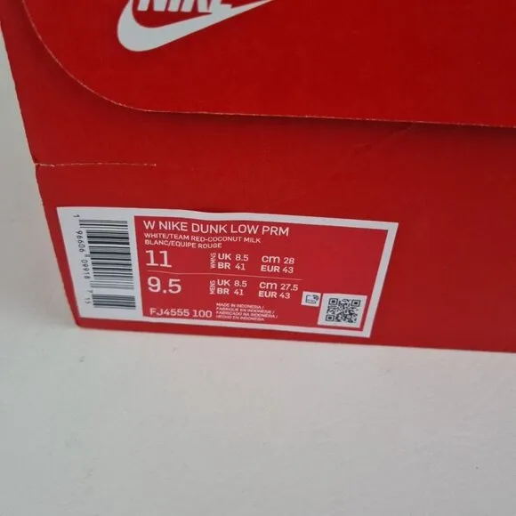 Nike Dunk Low Retro Premium White Red Women Shoes Sneakers Size 11
