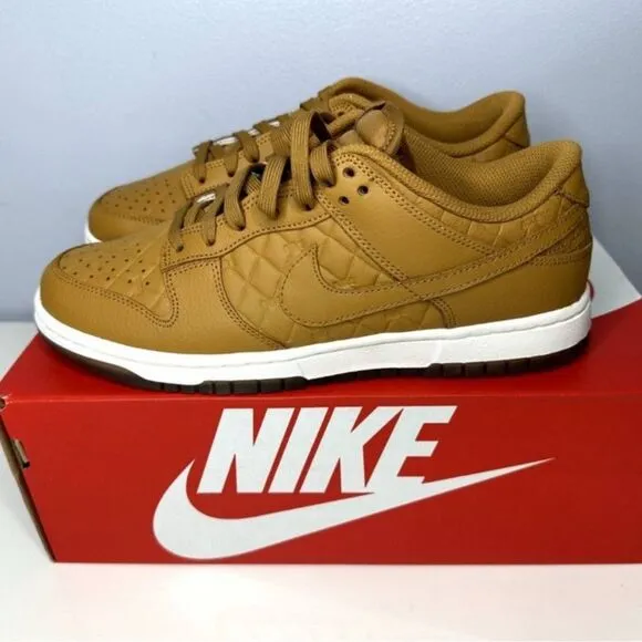Nike Dunk Low Wheat Brown White Shoes Women Size 9.5 New