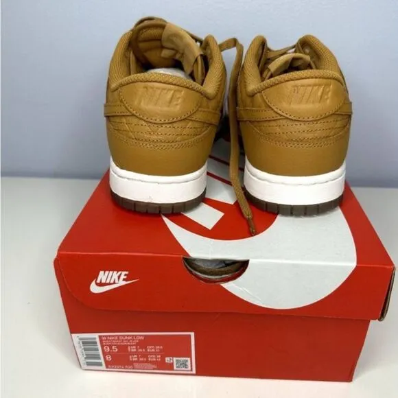 Nike Dunk Low Wheat Brown White Shoes Women Size 9.5 New