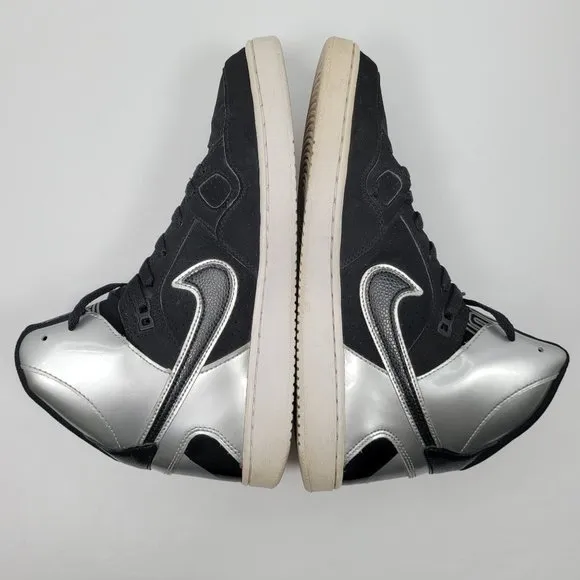 Nike Force Mid Top Black Metallic Silver Men's Shoes 616281-101 US Size 9.5