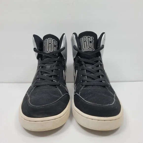 Nike Force Mid Top Black Metallic Silver Men's Shoes 616281-101 US Size 9.5