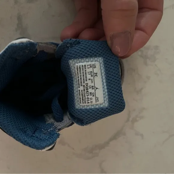Nike Jordan 1 high top infant blue and grey, size 2