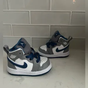 Nike Jordan 1 high top infant blue and grey, size 2