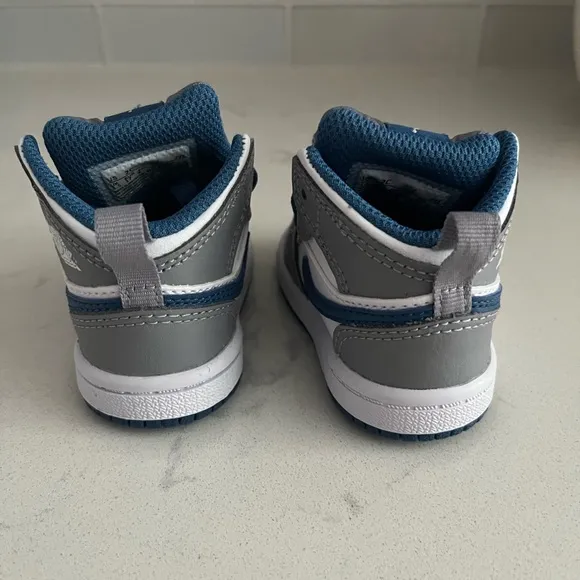 Nike Jordan 1 high top infant blue and grey, size 2