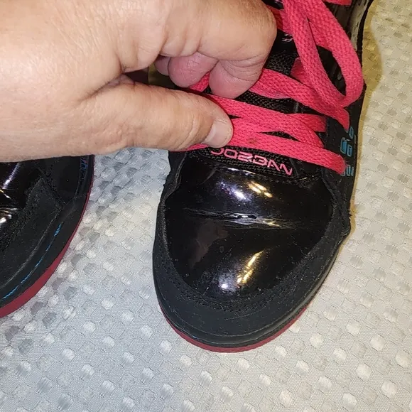 NIKE JORDAN  EUC GIRLS SIZE 4.5 Y SC-1 GS BLACK PINK HIGH TOP SNEAKERS SHOES