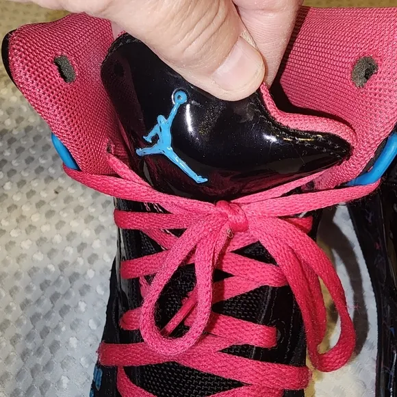 NIKE JORDAN  EUC GIRLS SIZE 4.5 Y SC-1 GS BLACK PINK HIGH TOP SNEAKERS SHOES