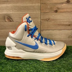 Nike KD‎ 5 Birch Mens 8 Silver Blue Shoes Sneakers Athletic Basketball High Top