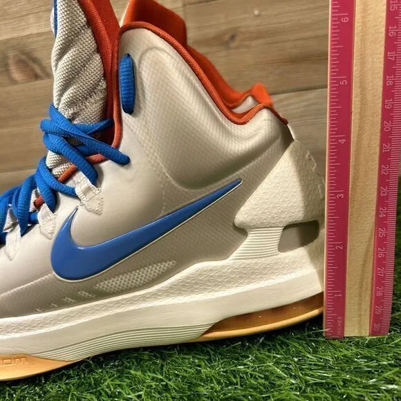 Nike KD‎ 5 Birch Mens 8 Silver Blue Shoes Sneakers Athletic Basketball High Top