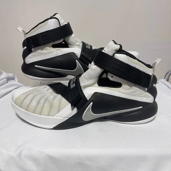 Nike Lebron James Zoom Soldier IX TB Basketball Hi Top Shoes Mens 18 Black White