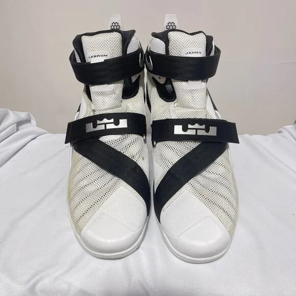 Nike Lebron James Zoom Soldier IX TB Basketball Hi Top Shoes Mens 18 Black White