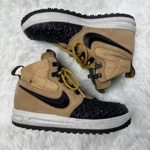 Nike Lunar Force 1 Duckboot Quilted High Top Sneakers Tan Gold 5.5y 7 Women's 7