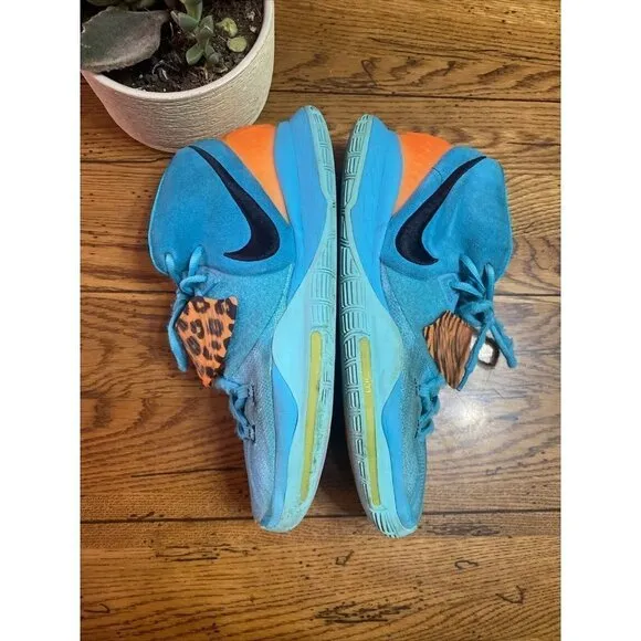 NIKE Mens Kyrie 6 Basketball Shoes Turquoise BQ4630 300 High Top Mesh 12 M USED