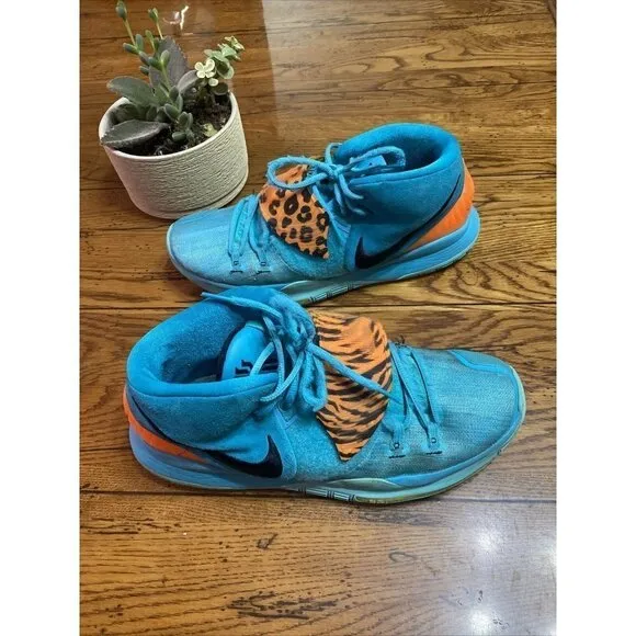NIKE Mens Kyrie 6 Basketball Shoes Turquoise BQ4630 300 High Top Mesh 12 M USED