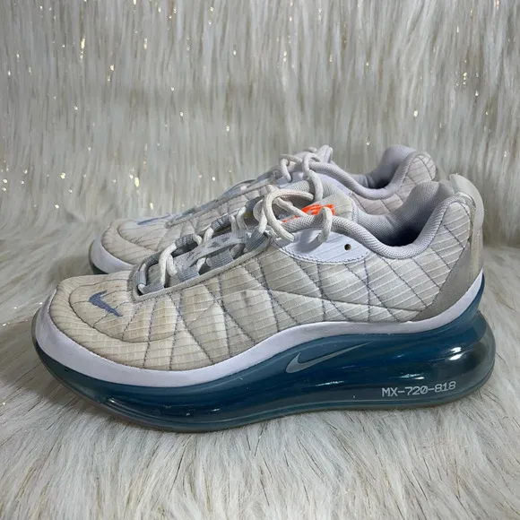 Nike Mens MX-720-818 Running Shoes White Blue CT1266-100 Low Top Lace Up 8 M