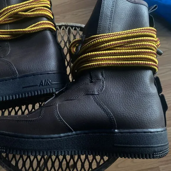 Nike Men's SF Air Force 1 Brown Black High Top Zipper Sneaker Shoes Size 9.5