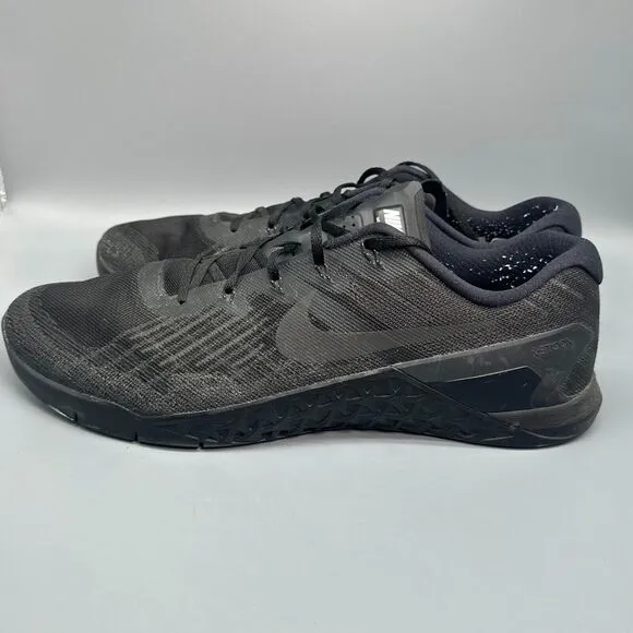 Nike Metcon 3 Men's 16 Triple Black Trainers Sneakers Lace-Up Low Top Shoes