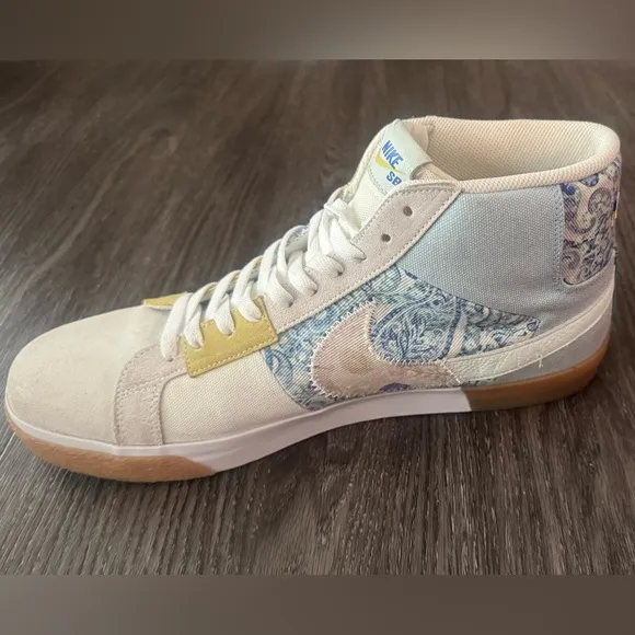 Nike SB Zoom Blazer Mid Top Premium Paisley Pack Boarder Blue Mens Size 15