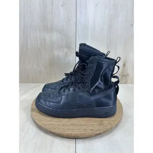 Nike SF Air Force 1 Triple Black Leather High Top Athletic Shoes Womens Size 10