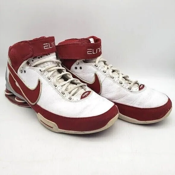 NIKE Shox Elite High Top Shoes Family 316904-162 White Red 2007 Men's Size 10.5