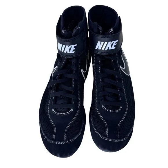 Nike Speedsweep VII Wrestling Shoes Mens 9 Black Logo Mid Top Lace Up 366683-001