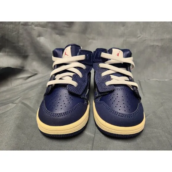 Nike Toddlers Jordan 1 Mid Easyon (PS) Sneakers Slip-On Navy Size 6 NEW IN BOX!