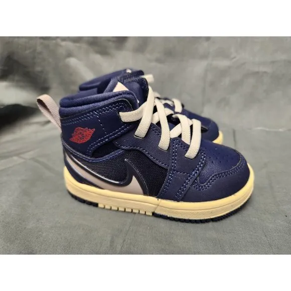 Nike Toddlers Jordan 1 Mid Easyon (PS) Sneakers Slip-On Navy Size 6 NEW IN BOX!