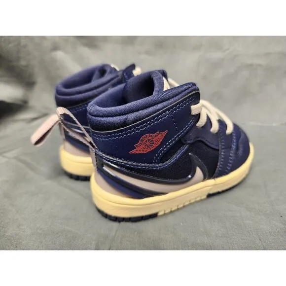 Nike Toddlers Jordan 1 Mid Easyon (PS) Sneakers Slip-On Navy Size 6 NEW IN BOX!
