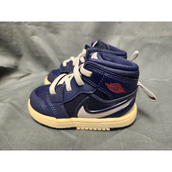 Nike Toddlers Jordan 1 Mid Easyon (PS) Sneakers Slip-On Navy Size 6 NEW IN BOX!