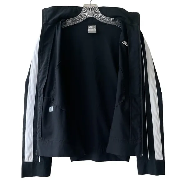 Nike Track Jacket FitDry Athletic Zip Vintage Y2K Black White Stripe Size Small