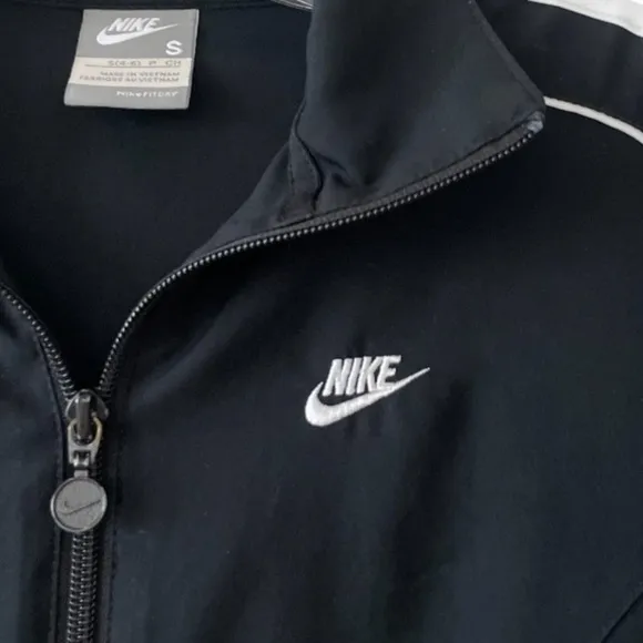 Nike Track Jacket FitDry Athletic Zip Vintage Y2K Black White Stripe Size Small